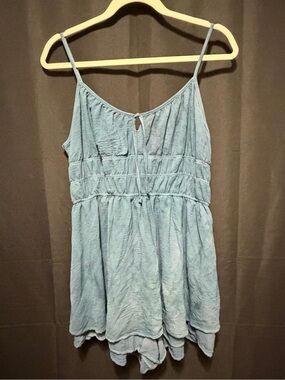 Tie-Dye Blue Romper Smocked Waist